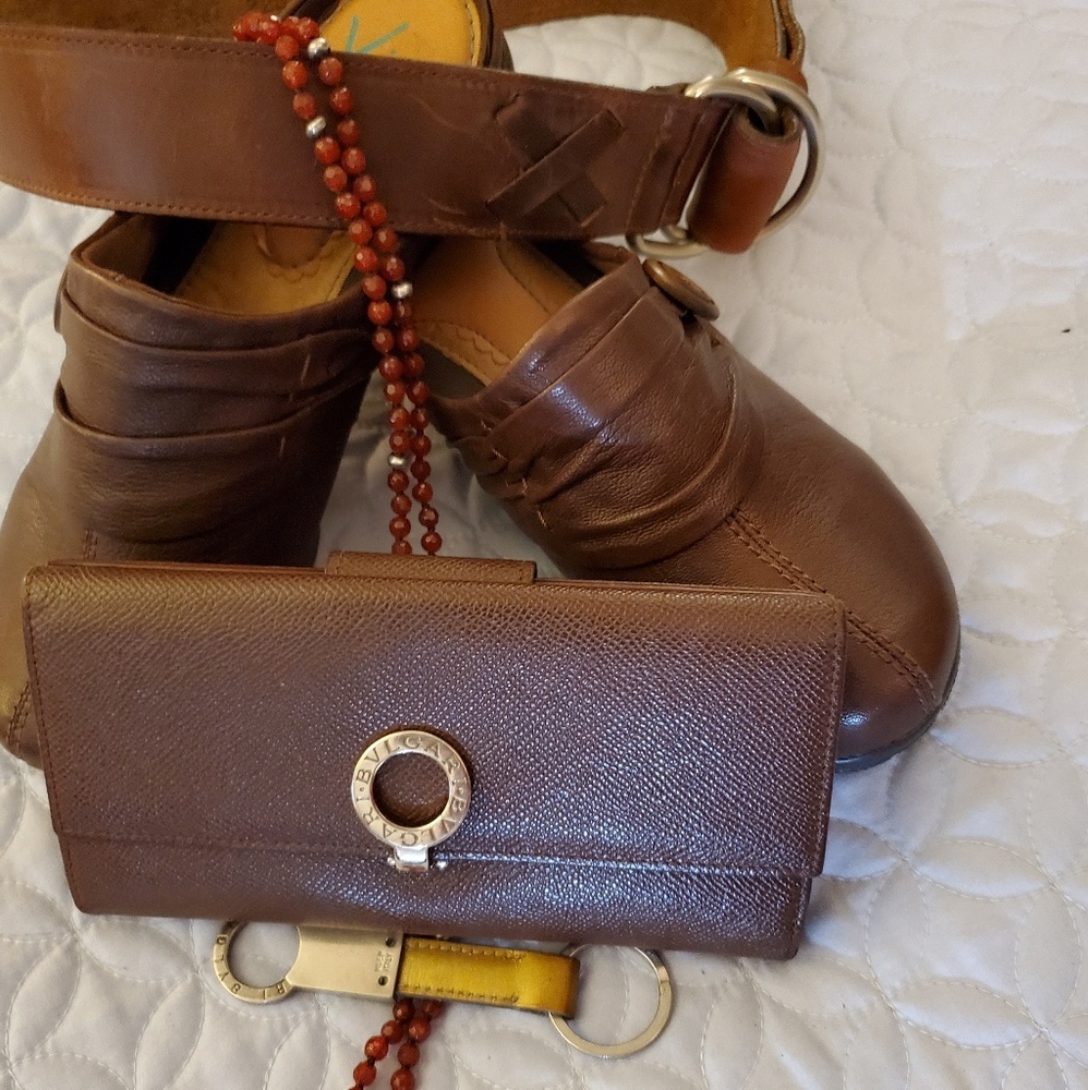 Bvlgari wallet, key chain and the shoes ,belt.